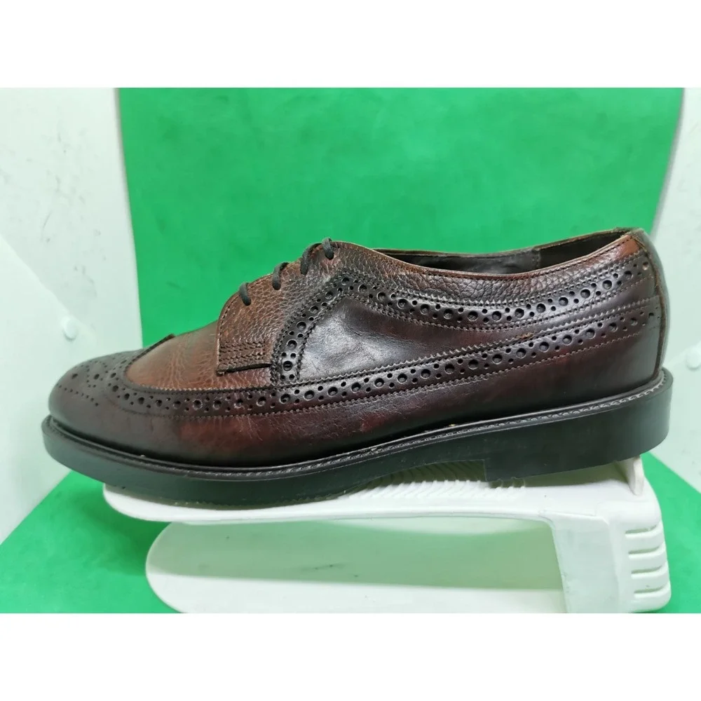 Vintage Dexter USA Mens Brown Leather Wingtip Oxford Dress Shoes Size 11.5 M